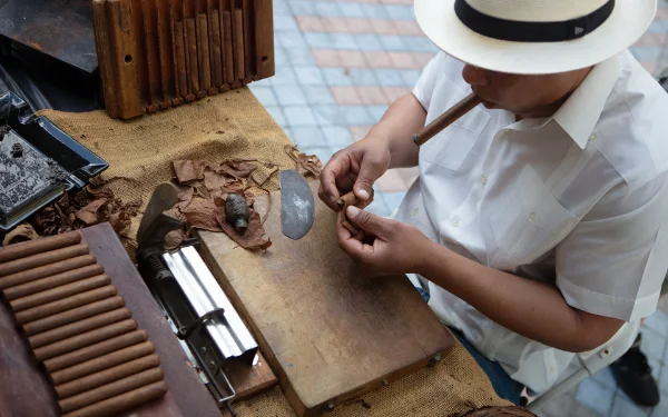 Cigar Roller in Little Havana making a cigar